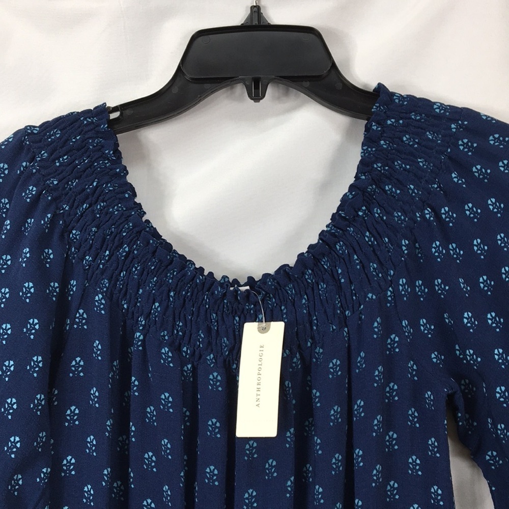 Anthropologie Kaleo Navy Floral Off the Shoulder romper Size XS NEW With Tags - Picture 2 of 16